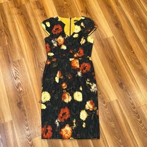 Black Halo Fall Floral Dress Style 5418692 Cut 4595 Sz 6 Made in LA USA